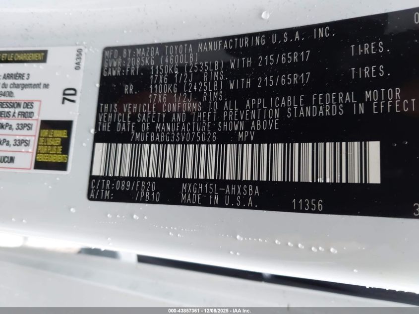 2025 Toyota Corolla Cross Hybrid Se VIN: 7MUFBABG3SV075026 Lot: 43857361