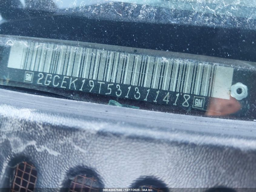 2003 Chevrolet Silverado 1500 Ls VIN: 2GCEK19T531311418 Lot: 43857546