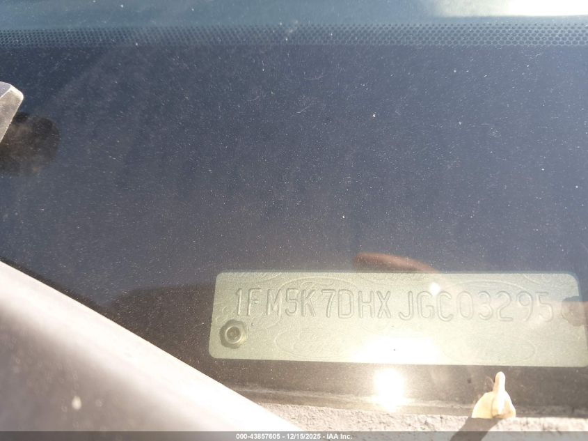 2018 Ford Explorer Xlt VIN: 1FM5K7DHXJGC03295 Lot: 43857605