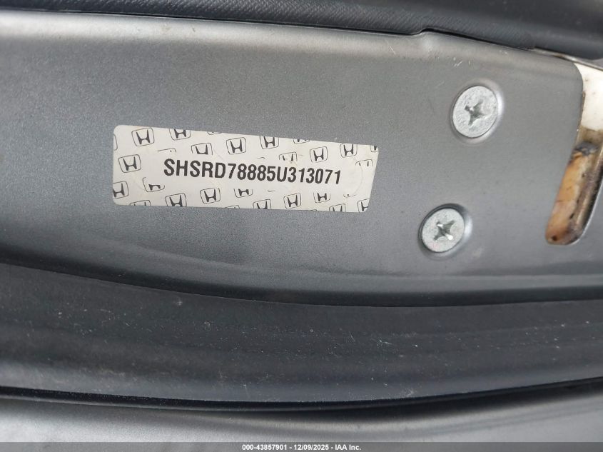 2005 Honda Cr-V Ex VIN: SHSRD78885U313071 Lot: 43857901