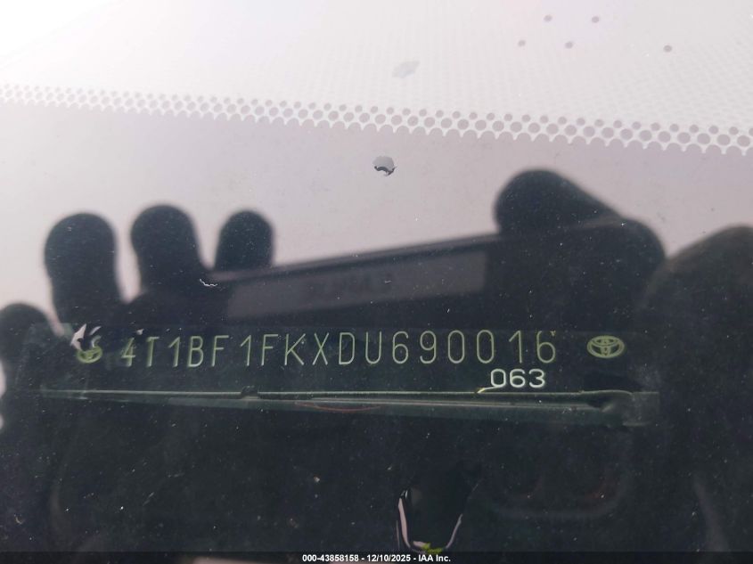 2013 Toyota Camry Se VIN: 4T1BF1FKXDU690016 Lot: 43858158