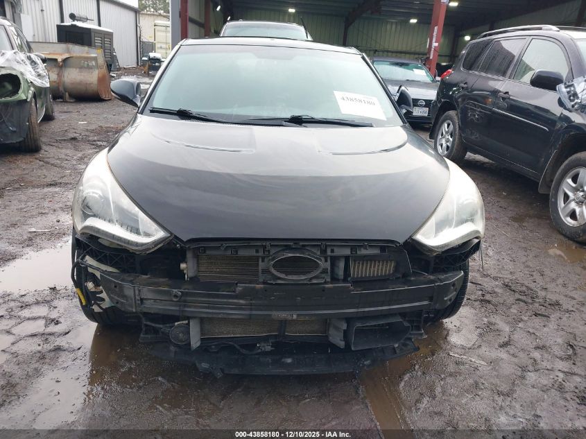 2014 Hyundai Veloster Turbo W/Blue VIN: KMHTC6AEXEU197966 Lot: 43858180