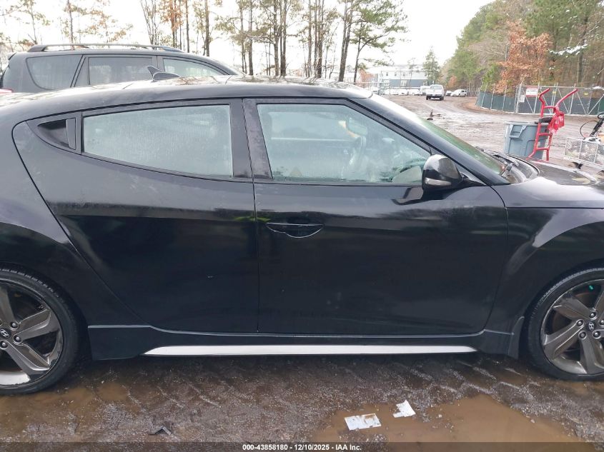 2014 Hyundai Veloster Turbo W/Blue VIN: KMHTC6AEXEU197966 Lot: 43858180