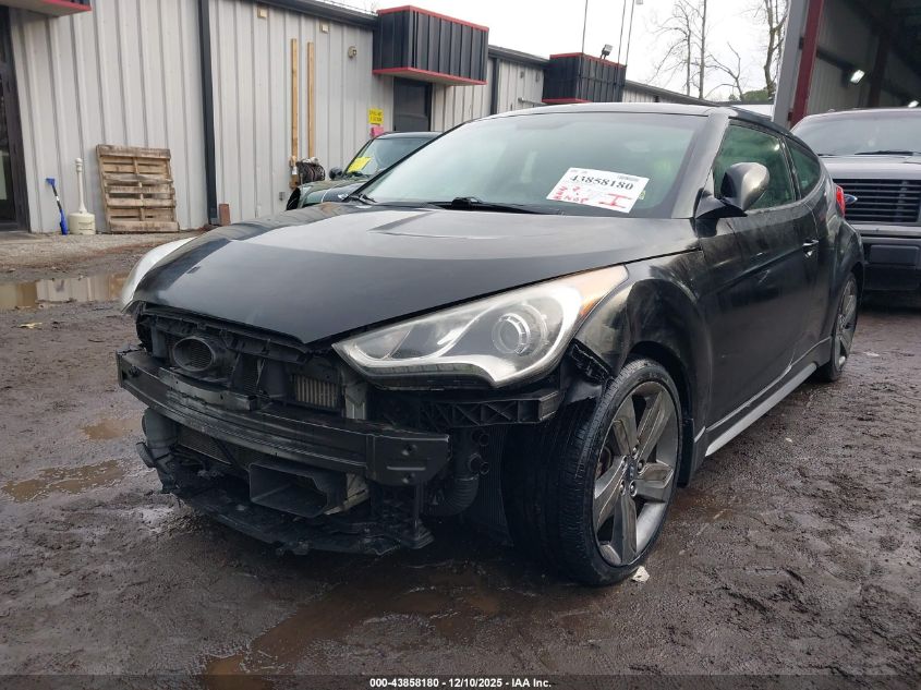 2014 Hyundai Veloster Turbo W/Blue VIN: KMHTC6AEXEU197966 Lot: 43858180