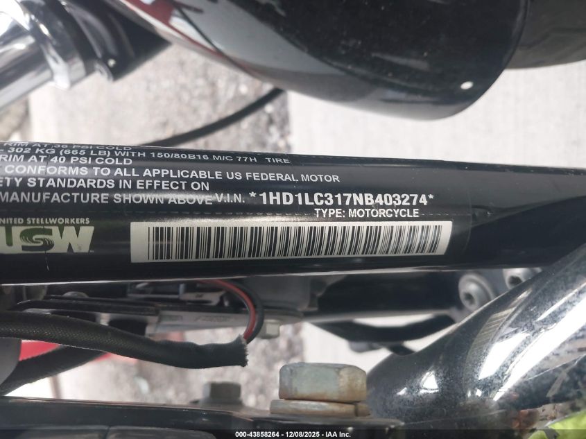 2022 Harley-Davidson Xl1200 X VIN: 1HD1LC317NB403274 Lot: 43858264