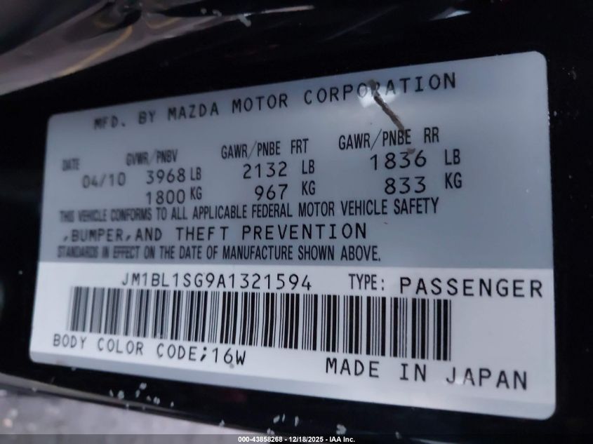 2010 Mazda Mazda3 I Sport VIN: JM1BL1SG9A1321594 Lot: 43858268