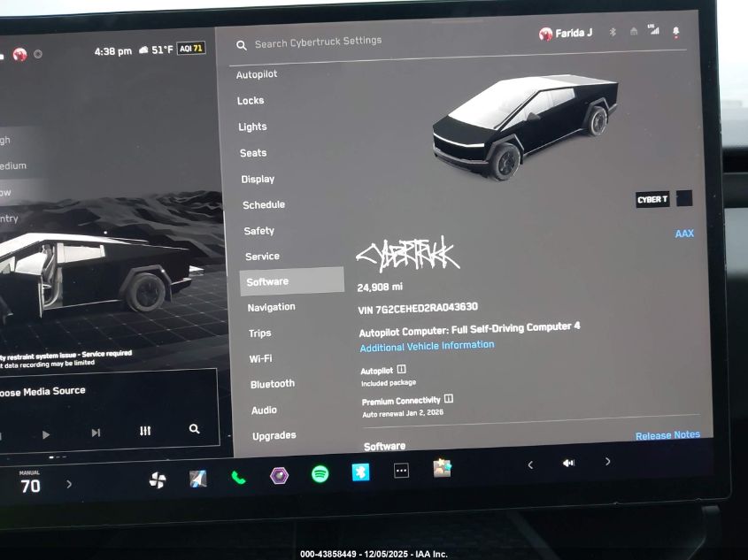 2024 Tesla Cybertruck All-Wheel Drive VIN: 7G2CEHED2RA043630 Lot: 43858449