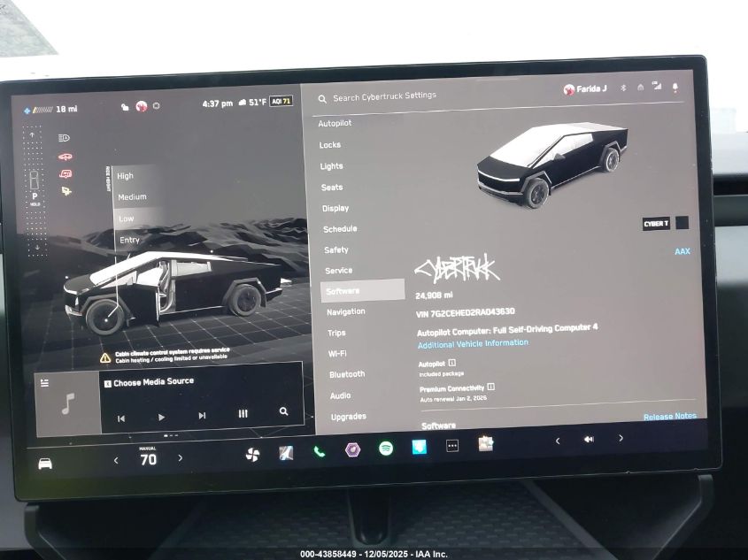 2024 Tesla Cybertruck All-Wheel Drive VIN: 7G2CEHED2RA043630 Lot: 43858449