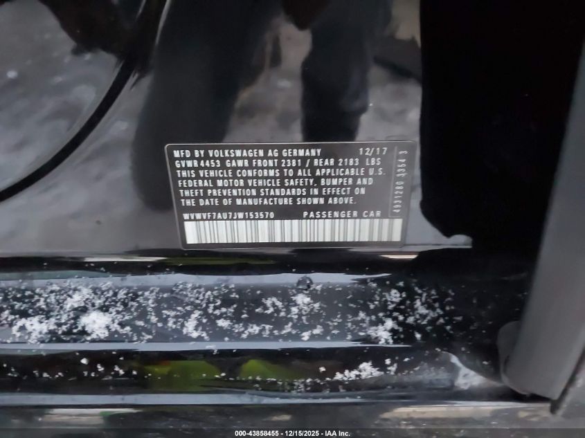 2018 Volkswagen Golf R 2.0T W/Dcc Navigation VIN: WVWVF7AU7JW153570 Lot: 43858455