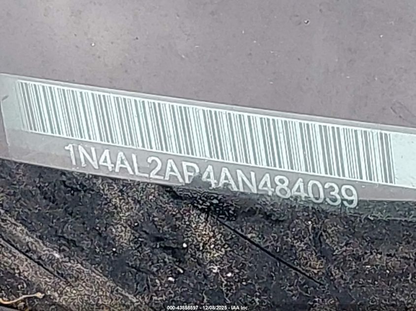 2010 Nissan Altima 2.5 S VIN: 1N4AL2AP4AN484039 Lot: 43858597