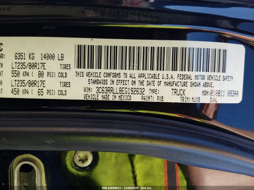 2014 Ram 3500 Lone Star VIN: 3C63RRLL8EG192632 Lot: 43858821