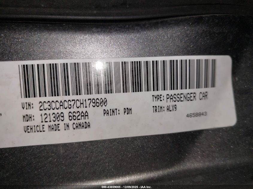 2012 Chrysler 300 Limited VIN: 2C3CCACG7CH179600 Lot: 43859085