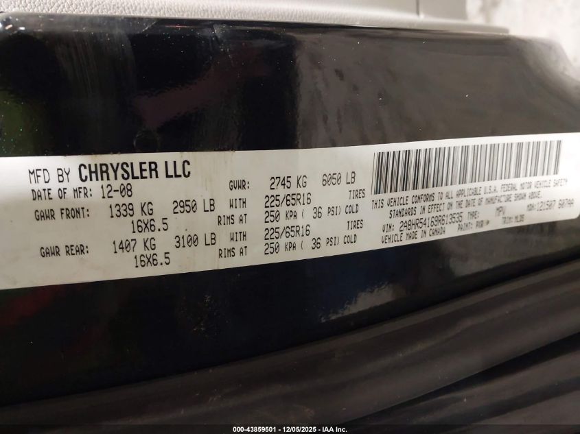 2009 Chrysler Town & Country Touring VIN: 2A8HR54169R613535 Lot: 43859501