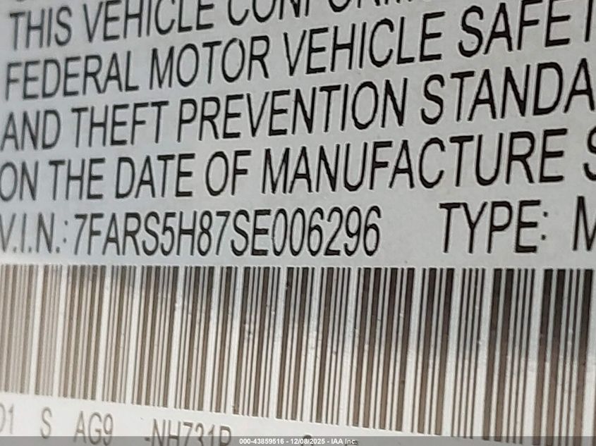 2025 Honda Cr-V Hybrid Sport-L VIN: 7FARS5H87SE006296 Lot: 43859516