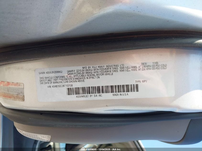 4S4BT62C367102138 2006 SUBARU BAJA photo no. 9