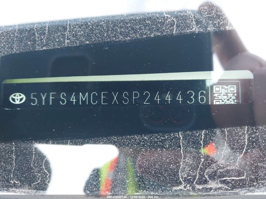 2025 Toyota Corolla Se VIN: 5YFS4MCEXSP244436 Lot: 43859748