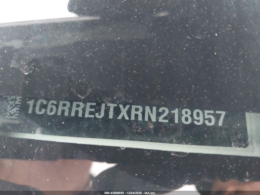 2024 Ram 1500 Laramie 4X2 5'7 Box VIN: 1C6RREJTXRN218957 Lot: 43860050