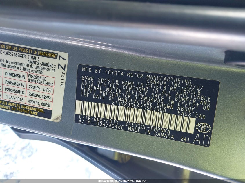 2T1KR30E97C663000 2007 TOYOTA MATRIX photo no. 9