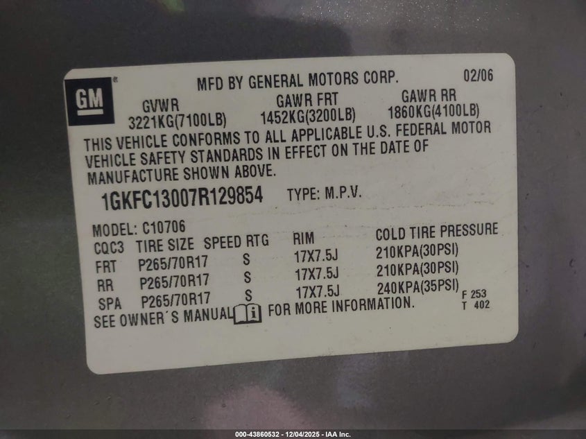 1GKFC13007R129854 2007 GMC YUKON photo no. 9