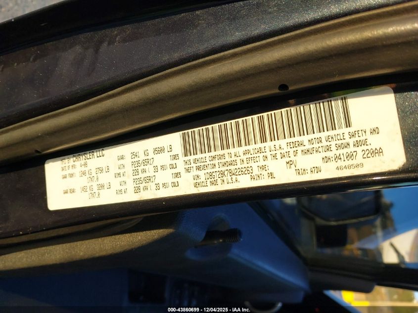 2008 Dodge Nitro Sxt VIN: 1D8GT28K78W226263 Lot: 43860699