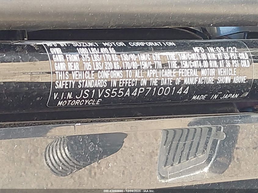 2023 Suzuki Vl800 M/Tm VIN: JS1VS55A4P7100144 Lot: 43860866