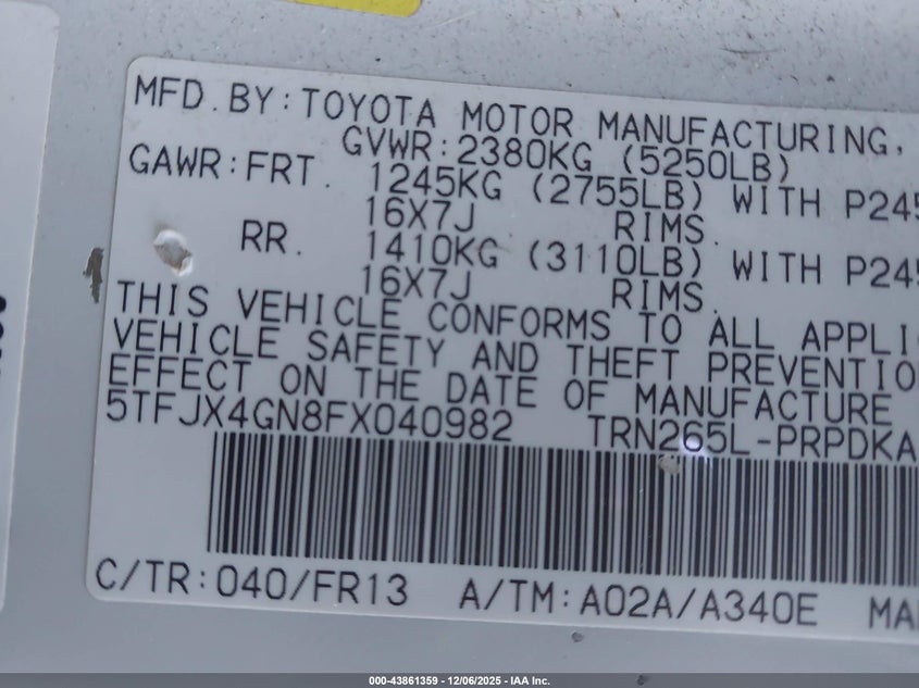 5TFJX4GN8FX040982 2015 TOYOTA TACOMA photo no. 9