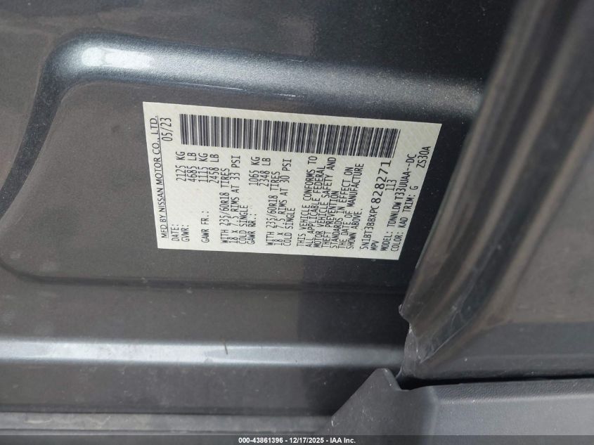 2023 Nissan Rogue Sv Intelligent Awd VIN: 5N1BT3BBXPC828271 Lot: 43861396