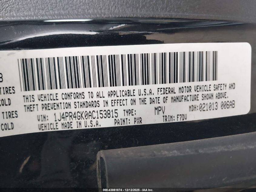 2010 Jeep Grand Cherokee Laredo VIN: 1J4PR4GK0AC153815 Lot: 43861874