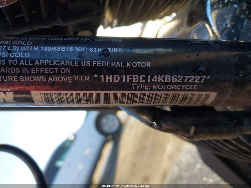 2019 Harley-Davidson Flhr VIN: 1HD1FBC14KB627227 Lot: 43861921