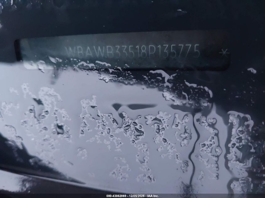 2008 BMW 328I VIN: WBAWB33518P135775 Lot: 43862069