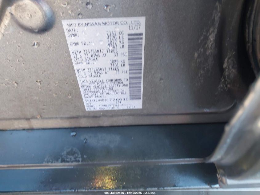 2018 Nissan Rogue S VIN: 5N1AT2MV0JC726630 Lot: 43862156