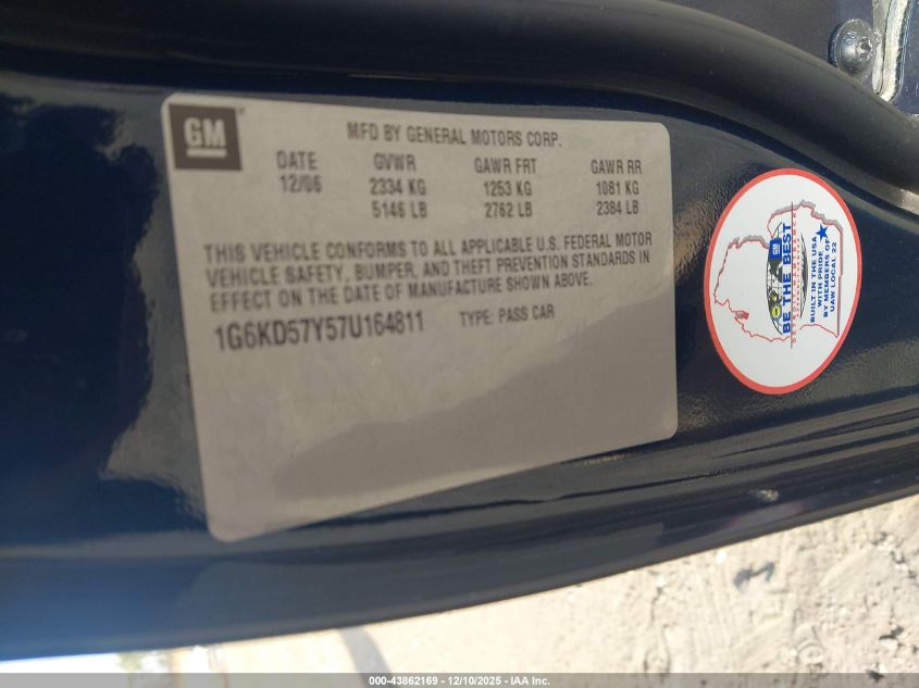 1G6KD57Y57U164811 2007 CADILLAC DTS photo no. 9