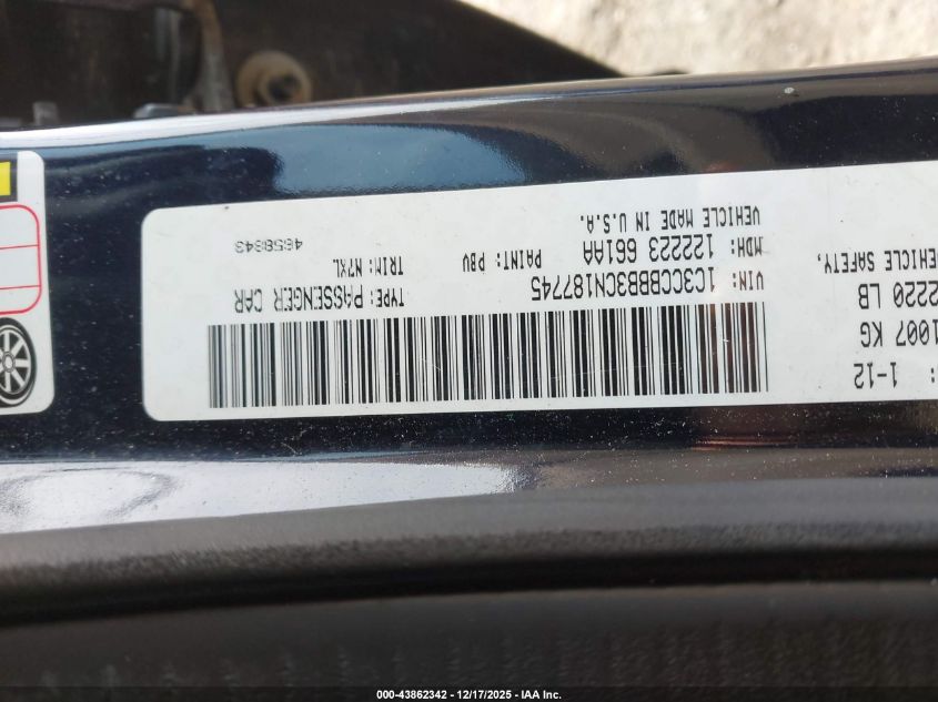 2012 Chrysler 200 Touring VIN: 1C3CCBBB3CN187745 Lot: 43862342