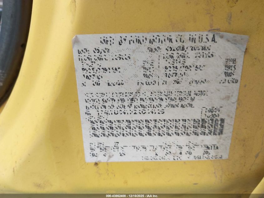 2002 Ford Escape Xlt Choice/Xlt Midnight/Xlt Premium/Xlt Sport VIN: 1FMYU041X2KD64925 Lot: 43862408