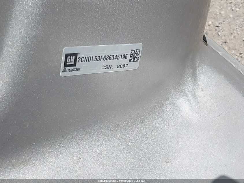 2008 Chevrolet Equinox Lt VIN: 2CNDL53F686345196 Lot: 43862565