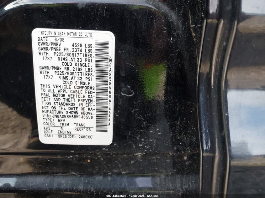 JN8AS58V68W146556 2008 NISSAN ROGUE photo no. 9