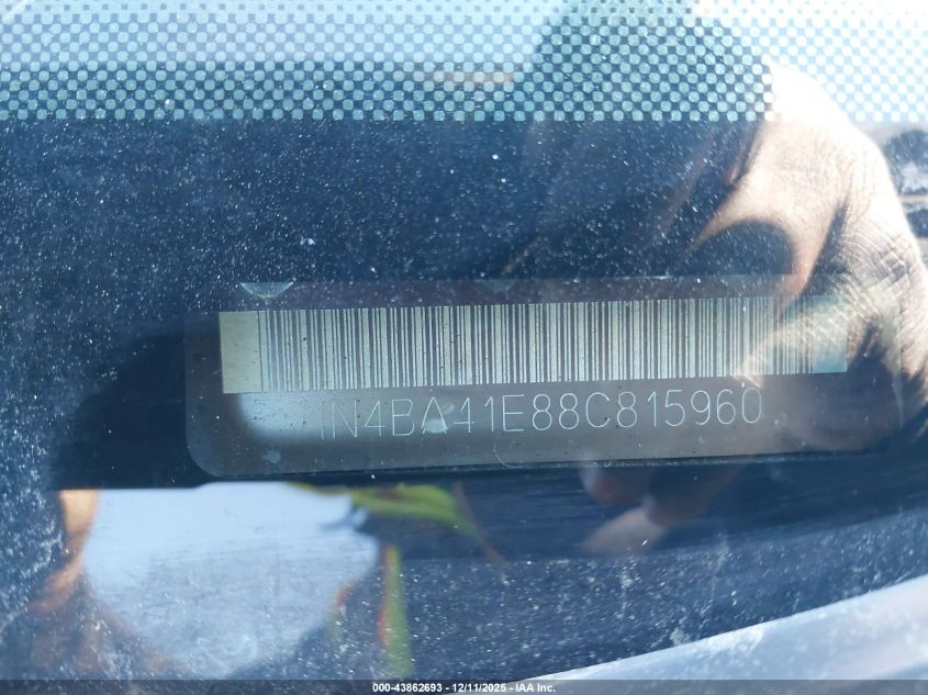 2008 Nissan Maxima 3.5 Se VIN: 1N4BA41E88C815960 Lot: 43862693