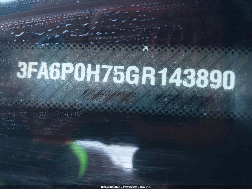 2016 Ford Fusion Se VIN: 3FA6P0H75GR143890 Lot: 43862828