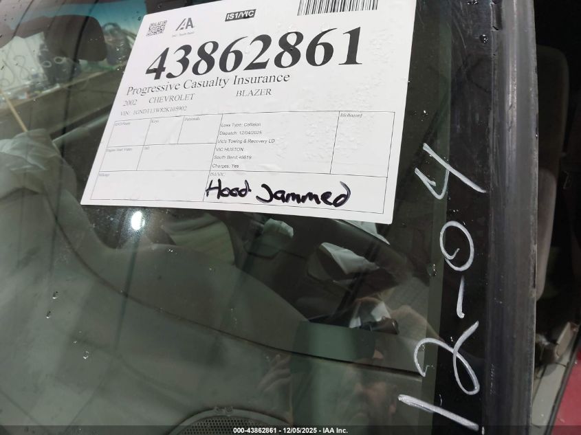 2002 Chevrolet Blazer Ls VIN: 1GNDT13W82K105902 Lot: 43862861