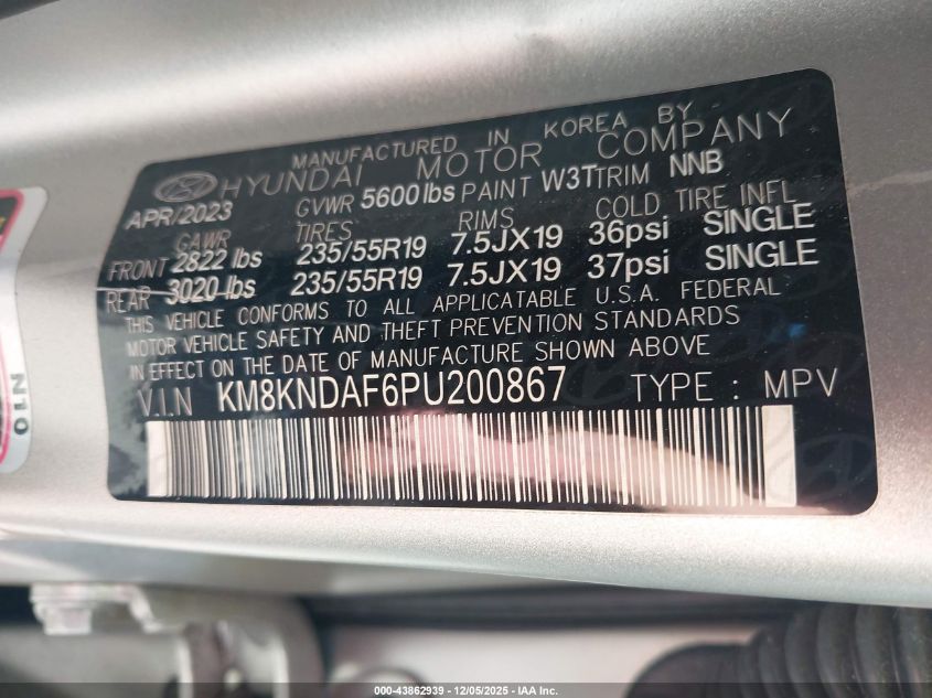 2023 Hyundai Ioniq 5 Sel VIN: KM8KNDAF6PU200867 Lot: 43862939