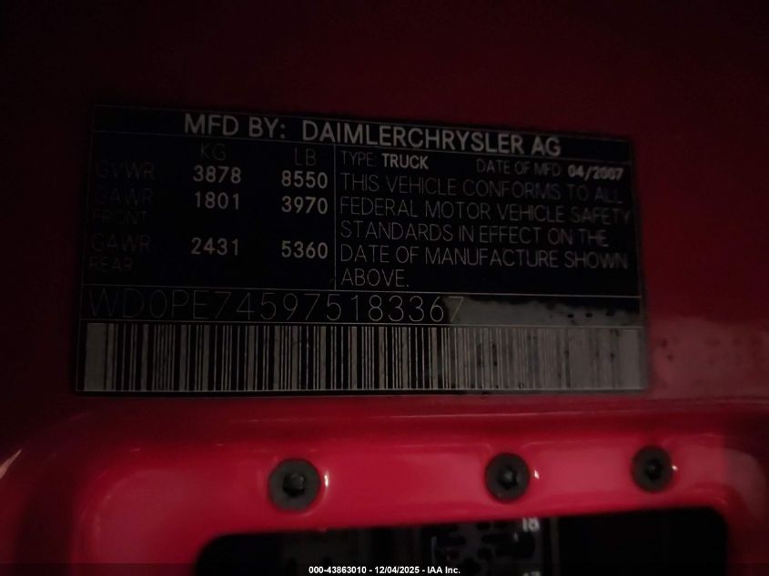 2007 Dodge Sprinter Van 2500 VIN: WD0PE745975183367 Lot: 43863010