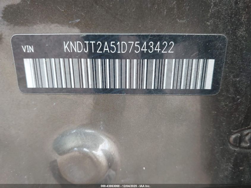 2013 Kia Soul VIN: KNDJT2A51D7543422 Lot: 43863068
