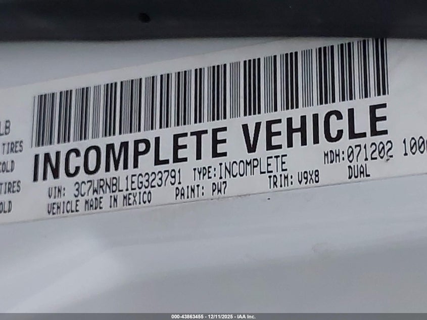 2014 Ram 5500 Ram Chassis Tradesman Slt white Lot 111043863455 Vin 3C7WRNBL1EG323791