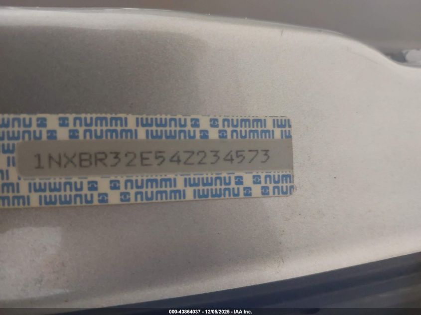 2004 Toyota Corolla Le VIN: 1NXBR32E54Z234573 Lot: 43864037