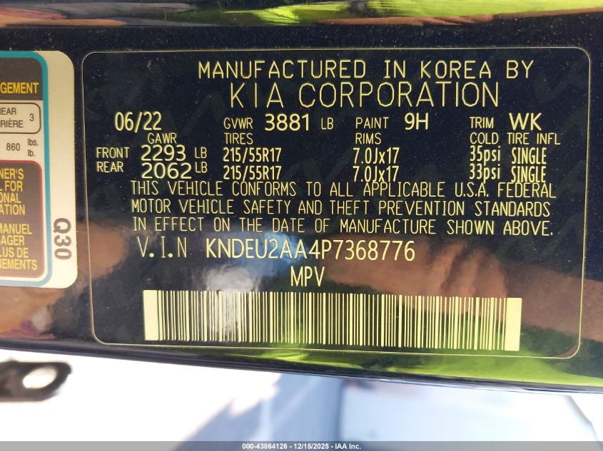 2023 Kia Seltos S VIN: KNDEU2AA4P7368776 Lot: 43864126