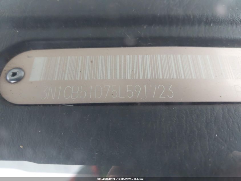 2005 Nissan Sentra 1.8S VIN: 3N1CB51D75L591723 Lot: 43864209