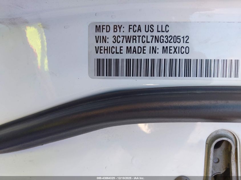 2022 Ram 3500 Chassis Tradesman/Slt/Laramie/Limited VIN: 3C7WRTCL7NG320512 Lot: 43864329