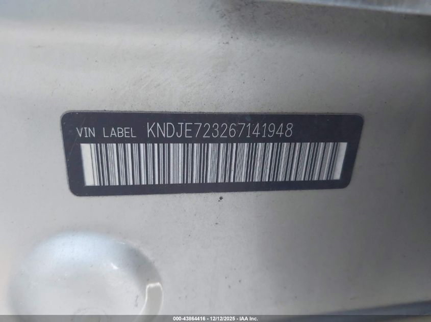 2006 Kia Sportage Ex V6/Lx V6 VIN: KNDJE723267141948 Lot: 43864416