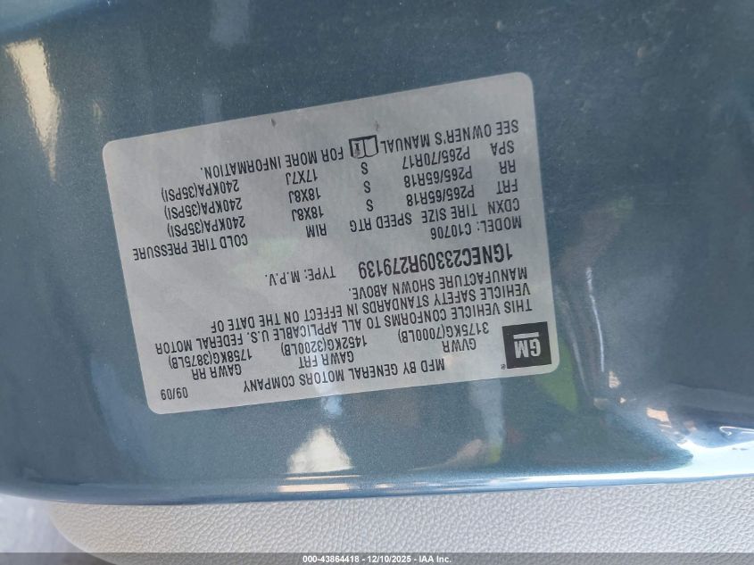 2009 Chevrolet Tahoe Lt2 VIN: 1GNEC23309R279139 Lot: 43864418