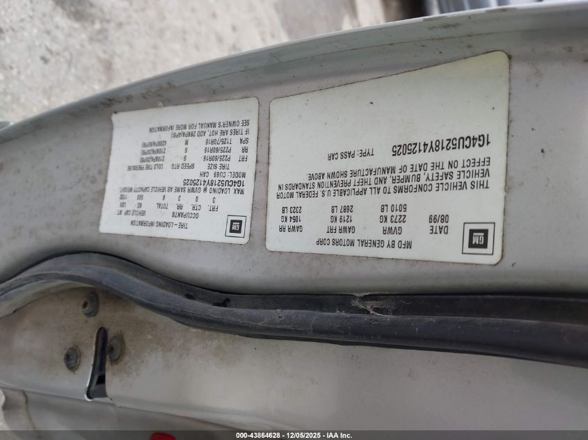 2000 Buick Park Avenue Ultra VIN: 1G4CU5218Y4125025 Lot: 43864628